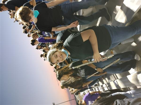 Little Rattler Night: Middle School students in football stands.